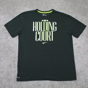 Nike LeBron James Shirt‎ Mens XL Green Holding Court Dri-Fit Cotton/Poly S/S